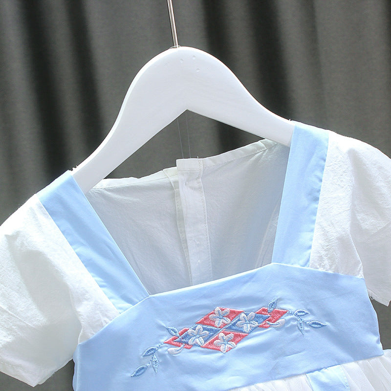 [352191-BLUE WHITE] - Dress Anak Perempuan Kawai Style - Motif Cultural Style