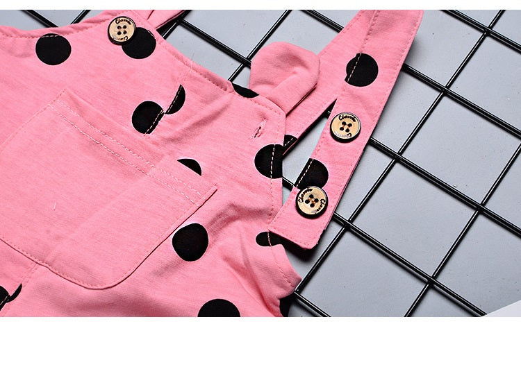 [368269-PEACH] - Setelan Overall Sweet Anak Perempuan - Motif Polkadot Woman