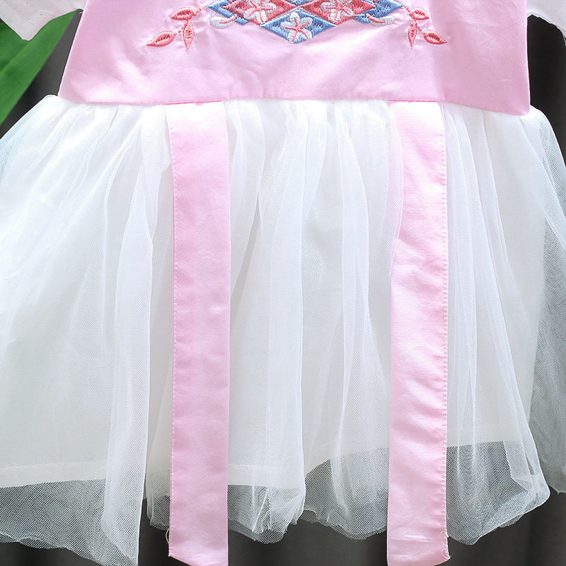 [352191-PINK WHITE] - Dress Anak Perempuan Kawai Style - Motif Cultural Style