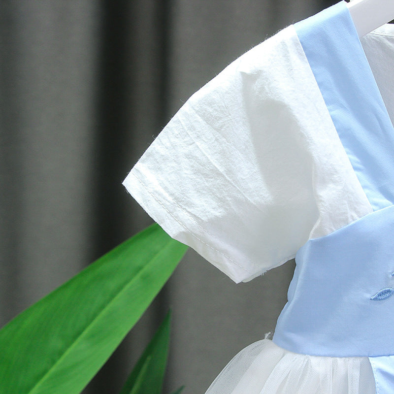[352191-BLUE WHITE] - Dress Anak Perempuan Kawai Style - Motif Cultural Style