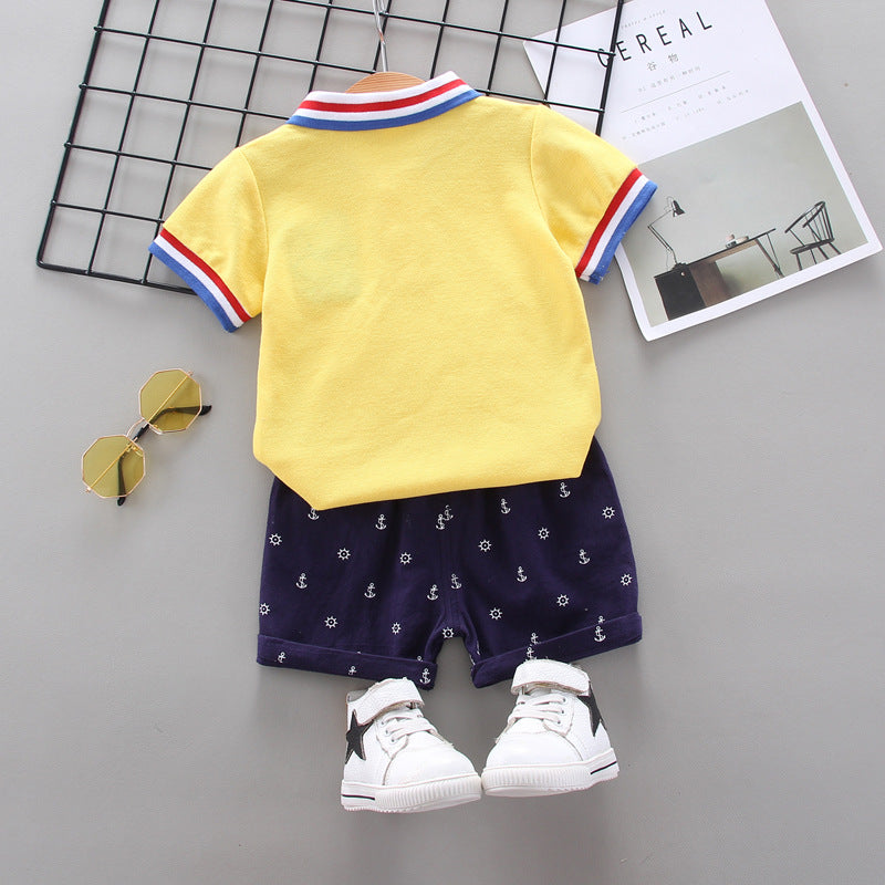 [368145-WHITE] - Setelan Kaos Kerah Anak Fashionable - Motif Bear List