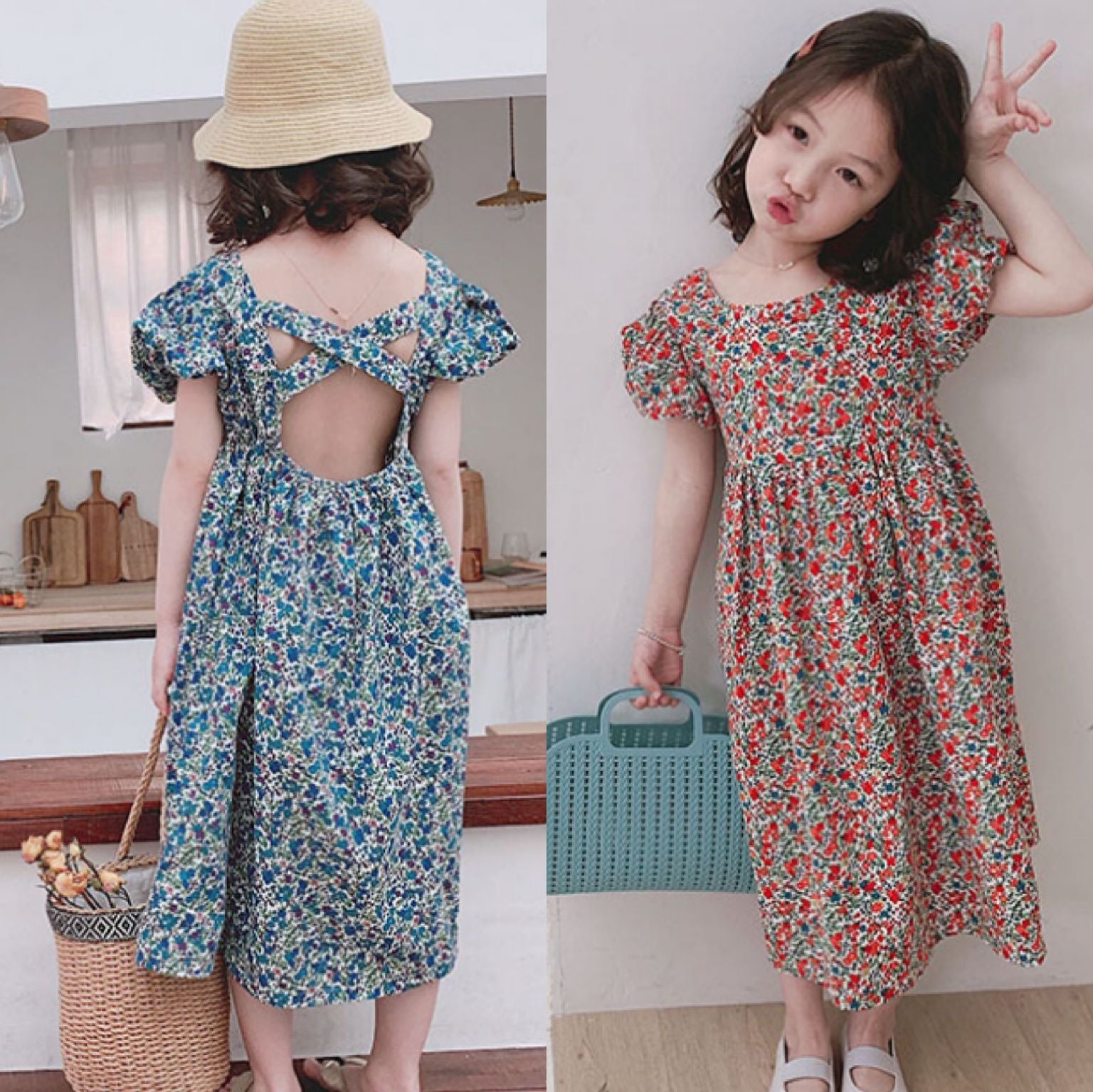 [507158] - Dress Fashion Anak Perempuan - Motif Flower Multicolor