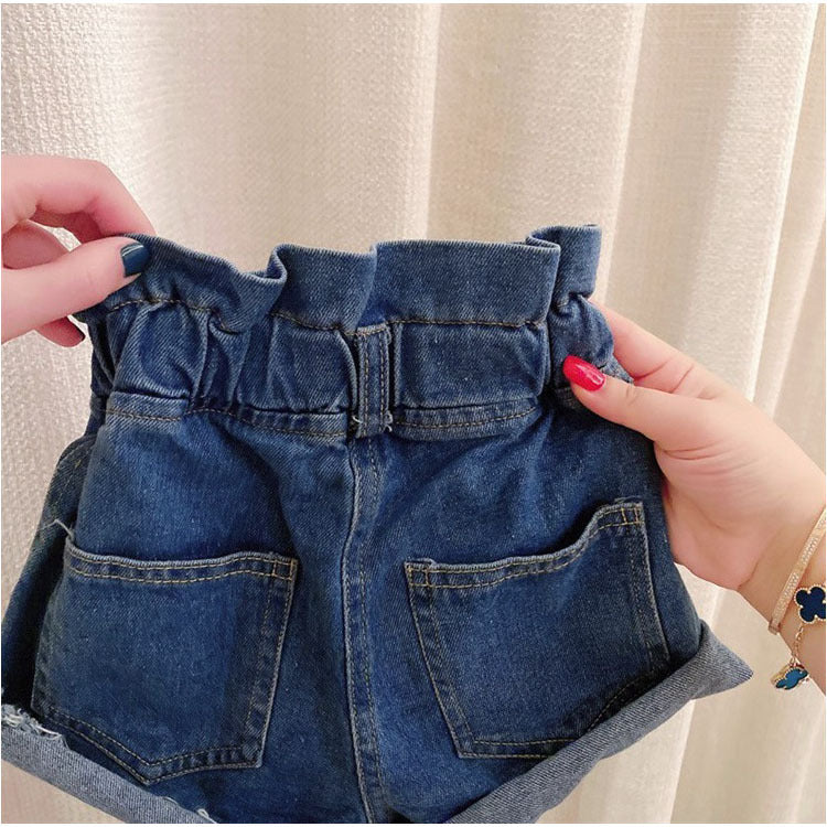 [507336] - Celana Pendek Fashion Anak Perempuan Import - Motif Denim Button