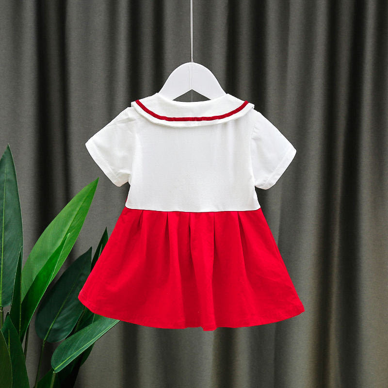 [352210-NAVY] - Dress Anak Perempuan Kawai Style - Motif School Pattern