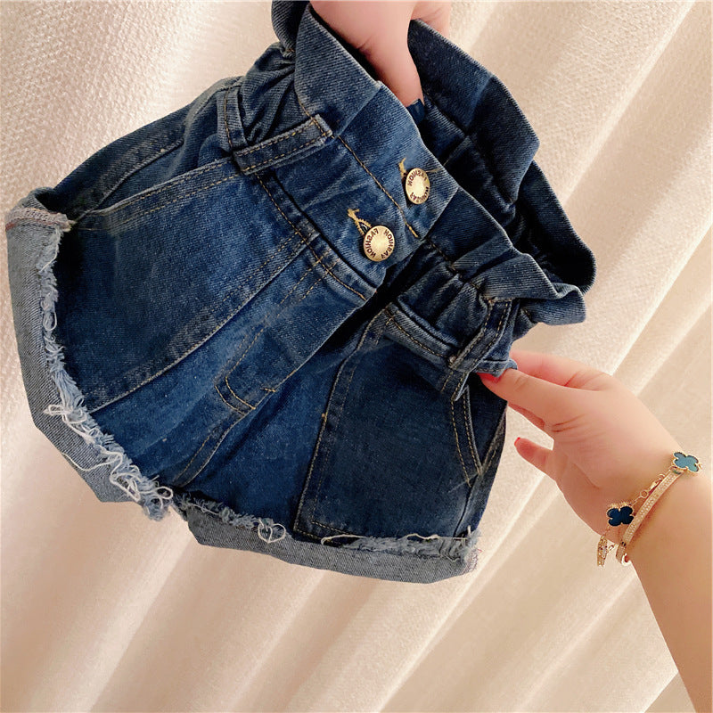 [507336] - Celana Pendek Fashion Anak Perempuan - Motif Denim Button