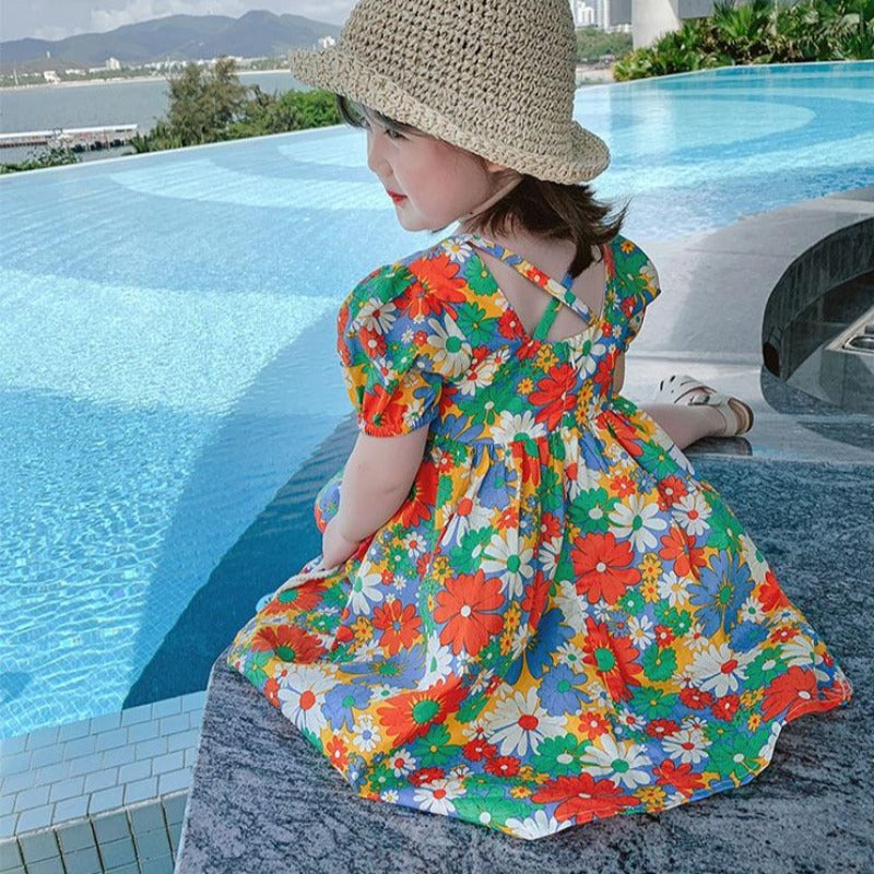 [507154] - Dress Fashion Anak Perempuan - Motif Cheerful Flowers