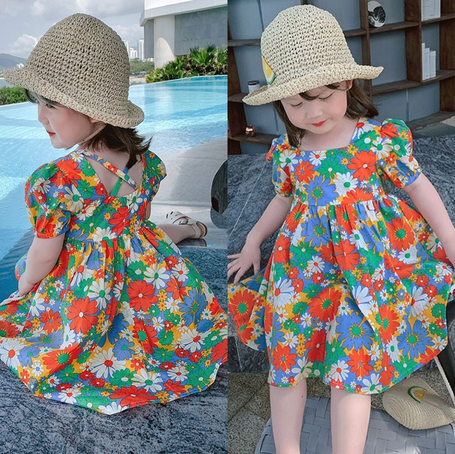 [507154] - Dress Fashion Anak Perempuan - Motif Cheerful Flowers