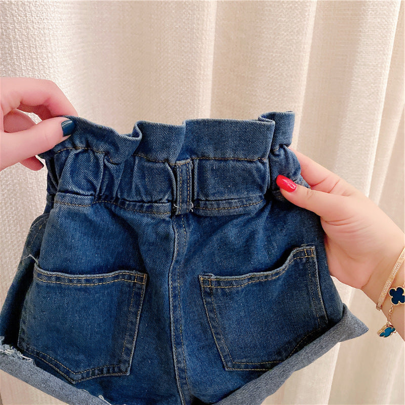 [507336] - Celana Pendek Fashion Anak Perempuan - Motif Denim Button
