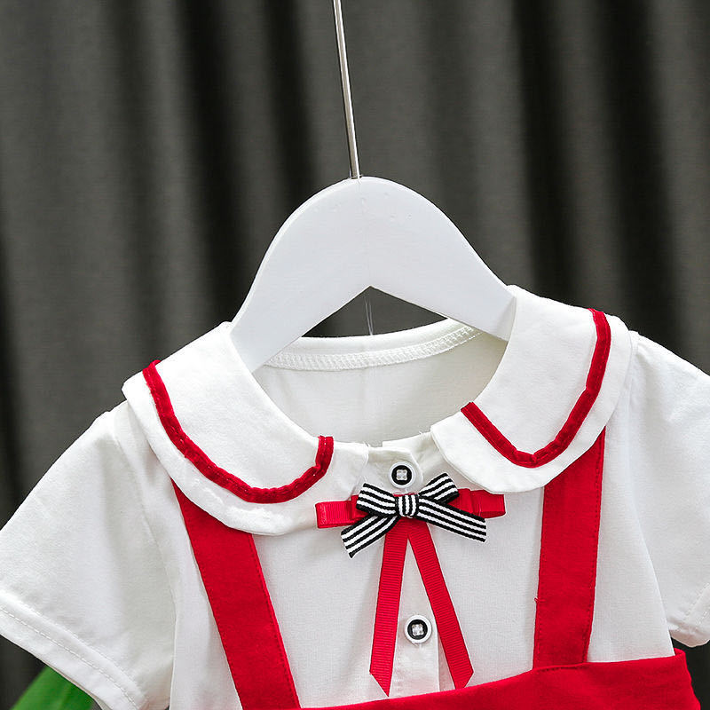 [352210-NAVY] - Dress Anak Perempuan Kawai Style - Motif School Pattern