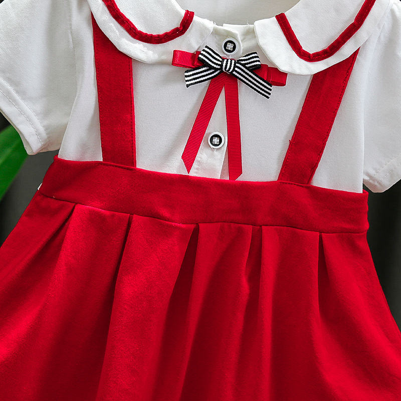 [352210-NAVY] - Dress Anak Perempuan Kawai Style - Motif School Pattern