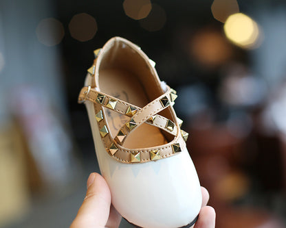 [381134-BLACK] - Flat Shoes / Sepatu Slip on Anak Import - Motif Glossy Pyramid