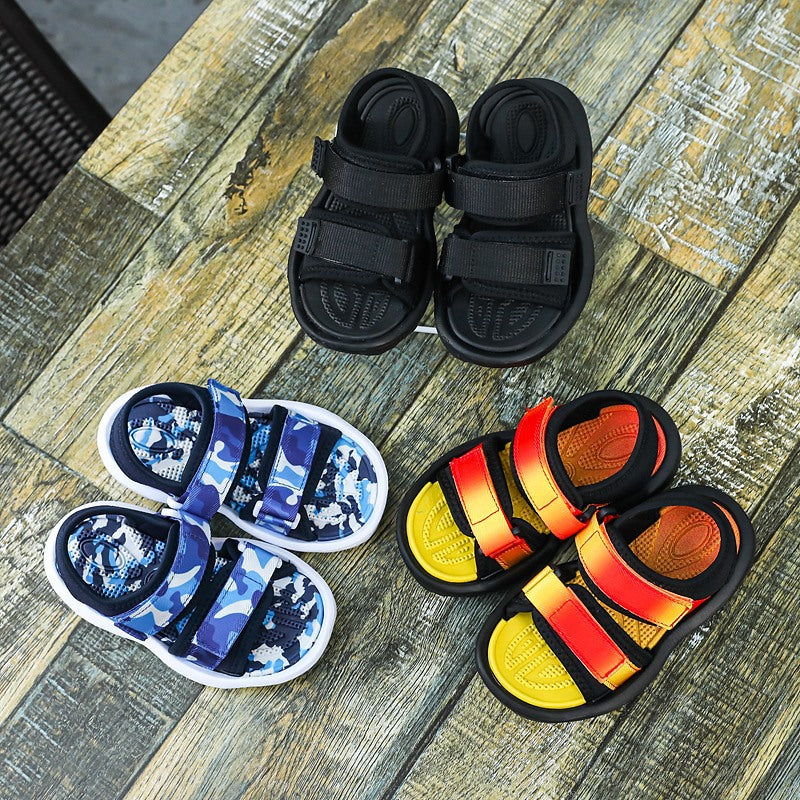 [382106-BLACK] - Sepatu Sandal Santai Anak Import - Motif Plain Style