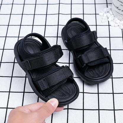 [382106-BLACK] - Sepatu Sandal Santai Anak Import - Motif Plain Style
