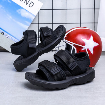 [382106-BLACK] - Sepatu Sandal Santai Anak Import - Motif Plain Style