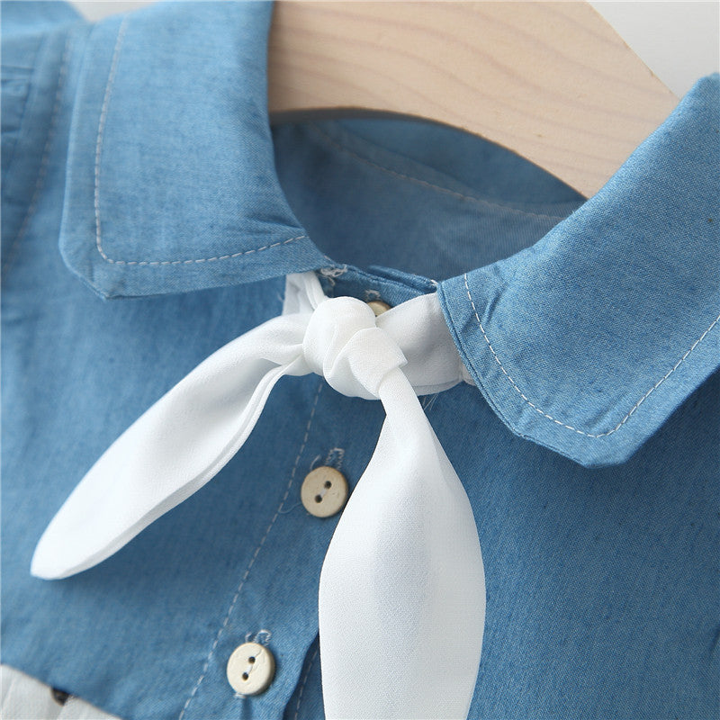 [340155] - Dress Kekinian Fashionable Anak Perempuan Import - Motif Polkadot Tie