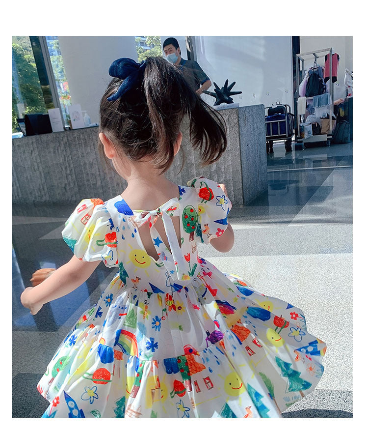 [507307] - Dress Fashion Anak Perempuan Import - Motif Rainbow