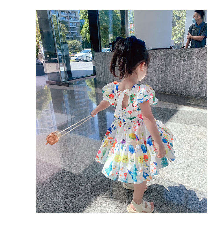 [507307] - Dress Fashion Anak Perempuan Import - Motif Rainbow