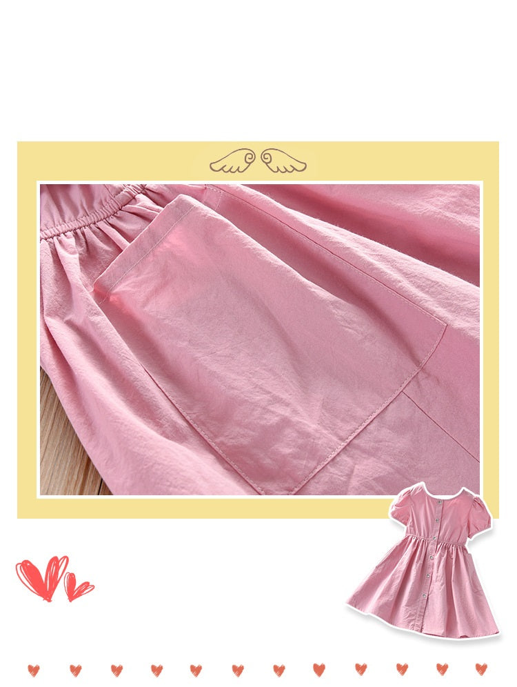 [511131-WHITE] - Dress Anak Perempuan Fashion Kekinian - Motif Side Pocket
