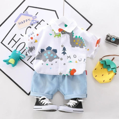 [345311] - Setelan Kemeja Fashion Anak - Motif Dinosaur
