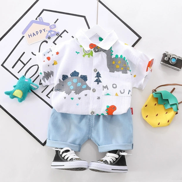 [345311] - Setelan Kemeja Fashion Anak - Motif Dinosaur