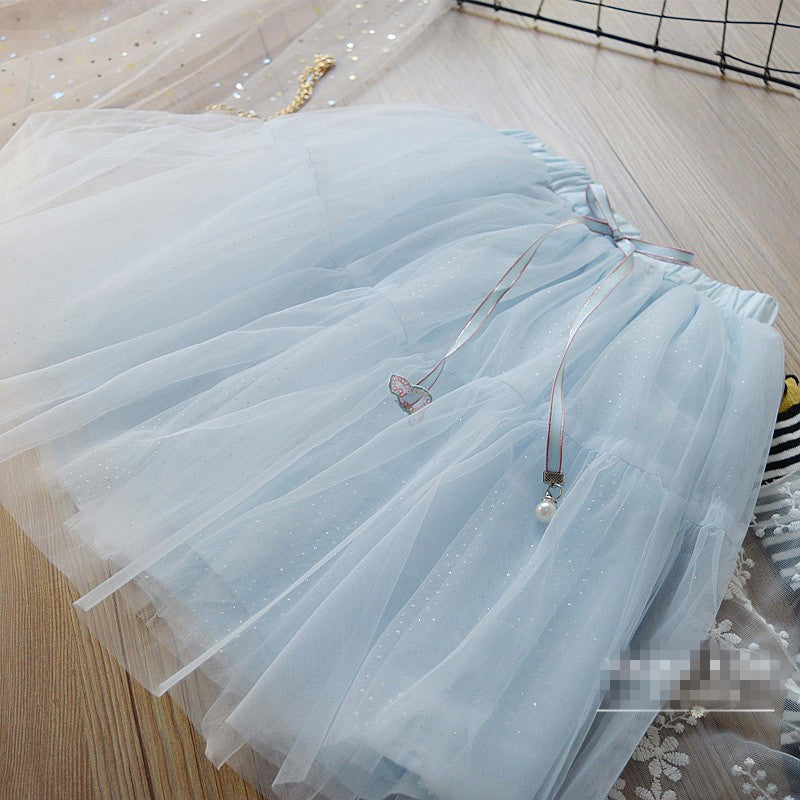 [363260-WHITE BLUE] - Setelan Fashion Trend Anak Perempuan - Motif Unicorn Tutu