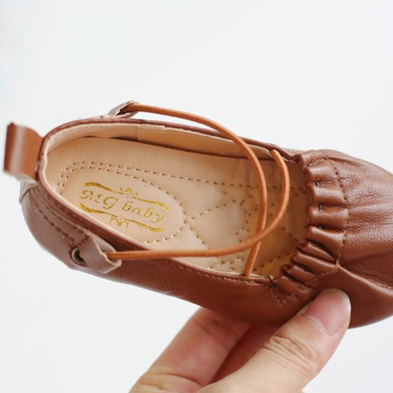 [381109-BROWN] - Sepatu Slip On Anak Import - Motif Two Cross Ropes