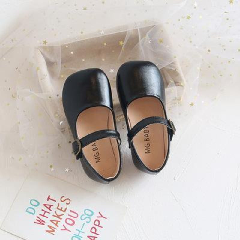 [381128-BLACK] - Sepatu Slip On Anak Import - Motif Plain Glossy
