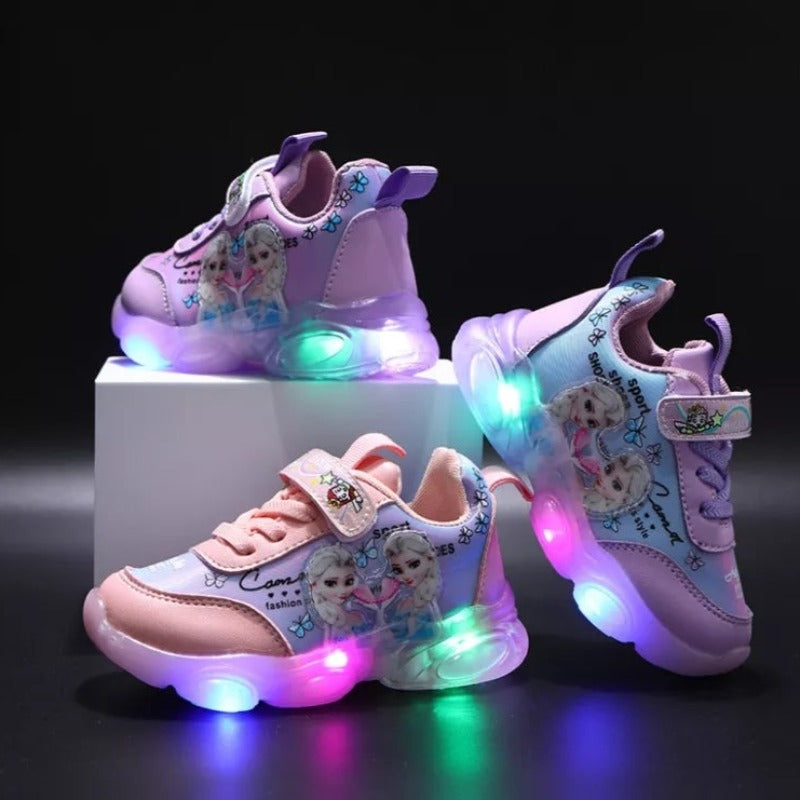 [343173] - Sepatu Lampu Sporty Import Fashion Anak - Motif White Fairy
