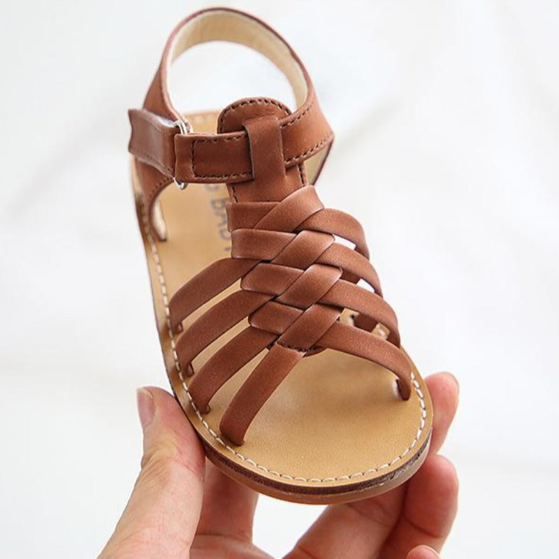 [381105-BROWN] - Sepatu Sandal Anak Import - Motif Webbing Straps