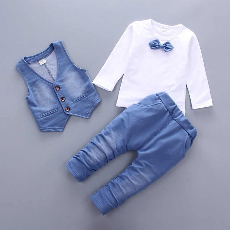 [368342] - Setelan Kaos 3 In 1 Fashion Anak Import - Motif Ribbon Tie