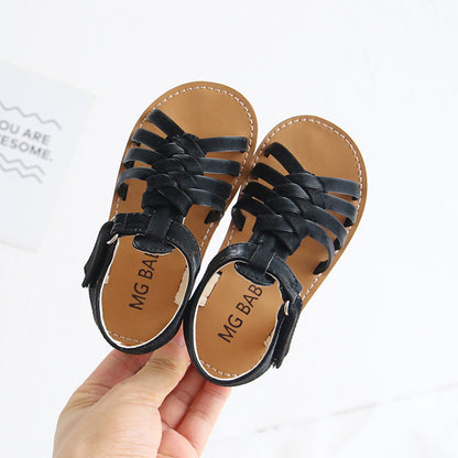 [381105-BLACK] - Sepatu Sandal Anak Import - Motif Webbing Straps