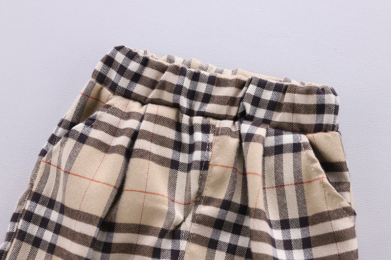[368240-BEIGE STRIPE] - 3 In 1 Setelan Formal Anak - Motif Ready Tartan Plaid