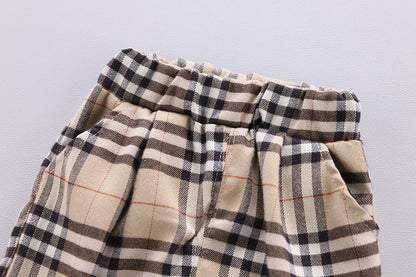[368240-BEIGE STRIPE] - 3 In 1 Setelan Formal Anak - Motif Ready Tartan Plaid
