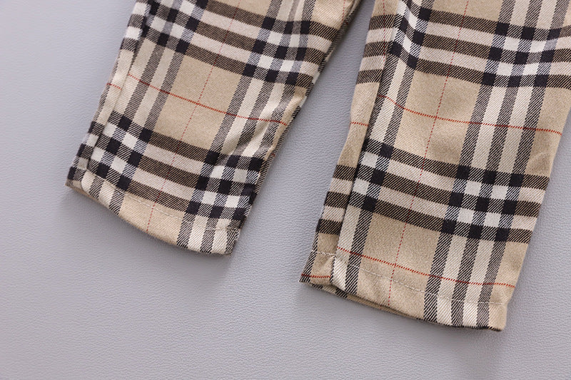 [368240-BEIGE STRIPE] - 3 In 1 Setelan Formal Anak - Motif Ready Tartan Plaid