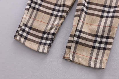 [368240-BEIGE STRIPE] - 3 In 1 Setelan Formal Anak - Motif Ready Tartan Plaid