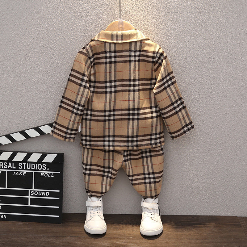 [368240-BEIGE STRIPE] - 3 In 1 Setelan Formal Anak - Motif Ready Tartan Plaid