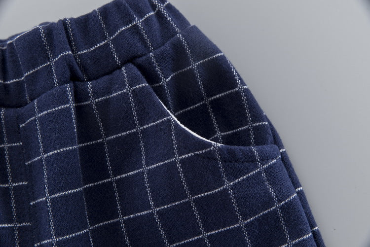 [368242-GRAY] - Setelan Formal 3 In 1 Keren Anak - Motif Windowpane Bow Tie
