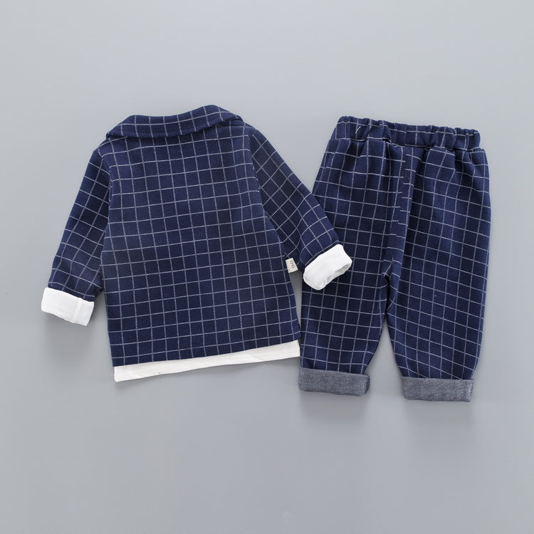 [368242-GRAY] - Setelan Formal 3 In 1 Keren Anak - Motif Windowpane Bow Tie