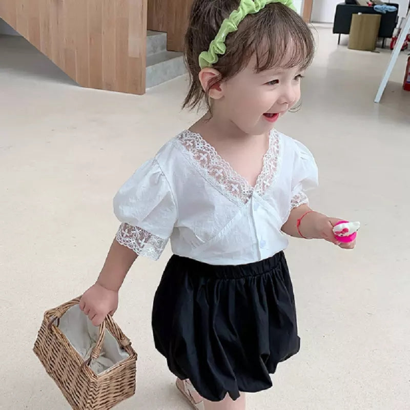 [507347] - Setelan Blouse Anak Perempuan - Motif Lace Collar