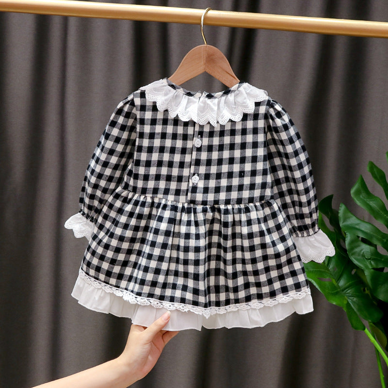 [509101-BLACK WHITE] - Dress Fashion Anak Perempuan Import  - Motif Tassel Box