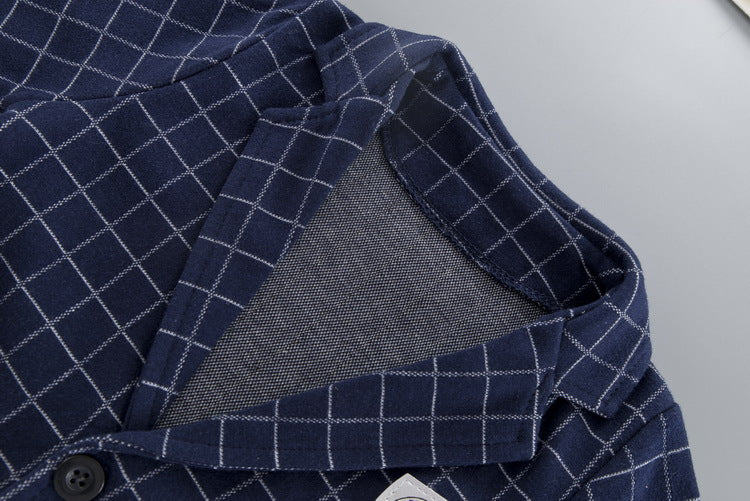 [368242-GRAY] - Setelan Formal 3 In 1 Keren Anak - Motif Windowpane Bow Tie