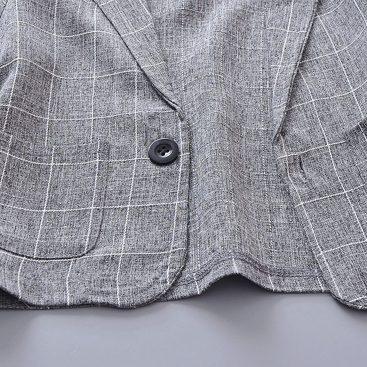 [368238-GRAY STRIPE] - Setelan Formal Keren 3 In 1 Anak - Motif Windowpane Style