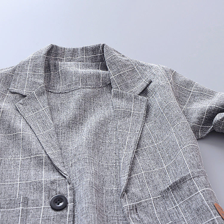 [368238-GRAY STRIPE] - Setelan Formal Keren 3 In 1 Anak - Motif Windowpane Style