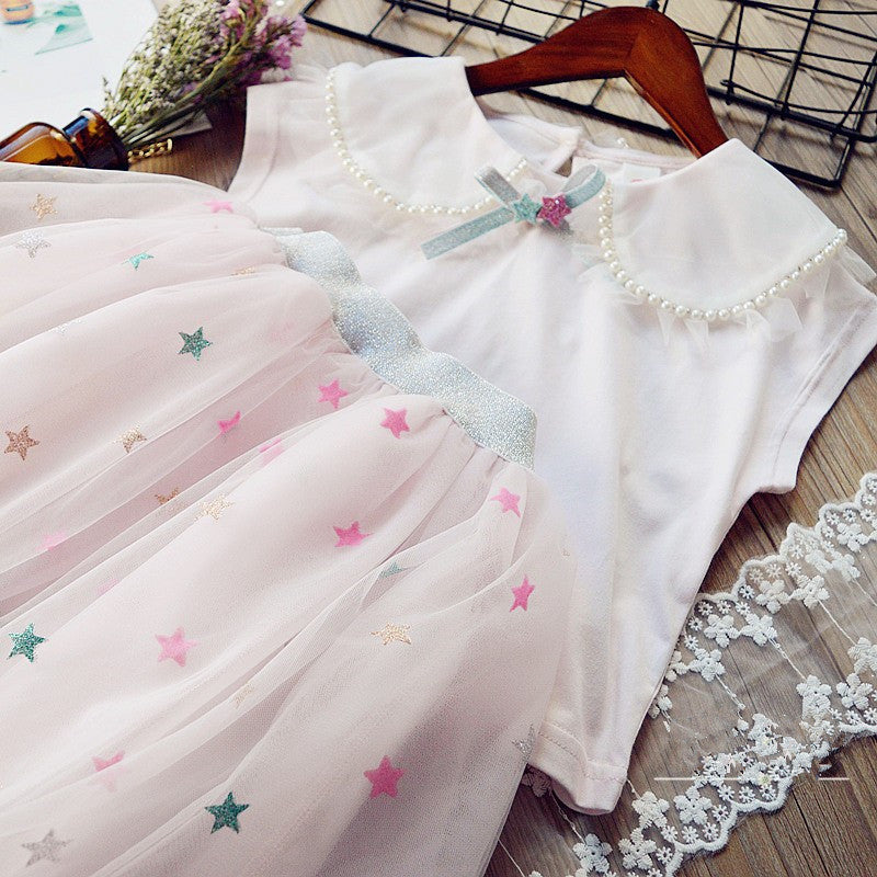 [363269-PINK] - Setelan Trend Fashion Anak Perempuan - Motif Colored Star