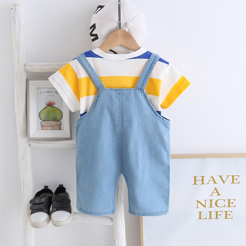 [368211] - Baju Setelan Overall Trendi Anak - Motif Bear Line Style