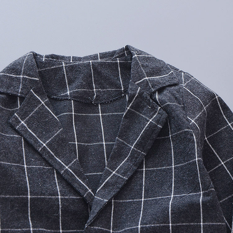[368238-BLACK GRAY STRIPE] - Setelan Formal Keren 3 In 1 Anak - Motif Windowpane Style