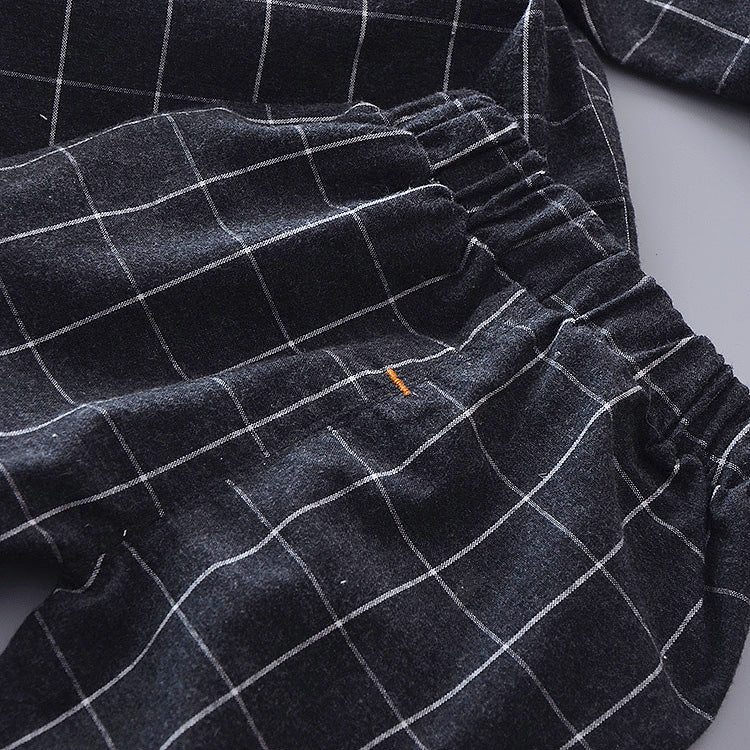 [368238-BLACK GRAY STRIPE] - Setelan Formal Keren 3 In 1 Anak - Motif Windowpane Style