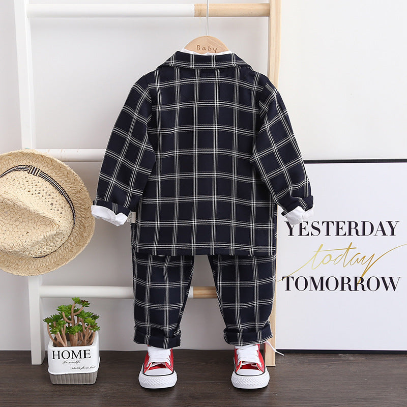 [368193-GRAY] - Setelan Formal 3 In 1 Keren Anak - Motif Gingham Style