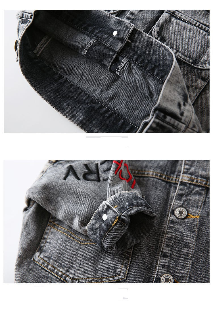 [119275] - Jaket Jeans Style Anak Import - Motif Handwriting Bordir