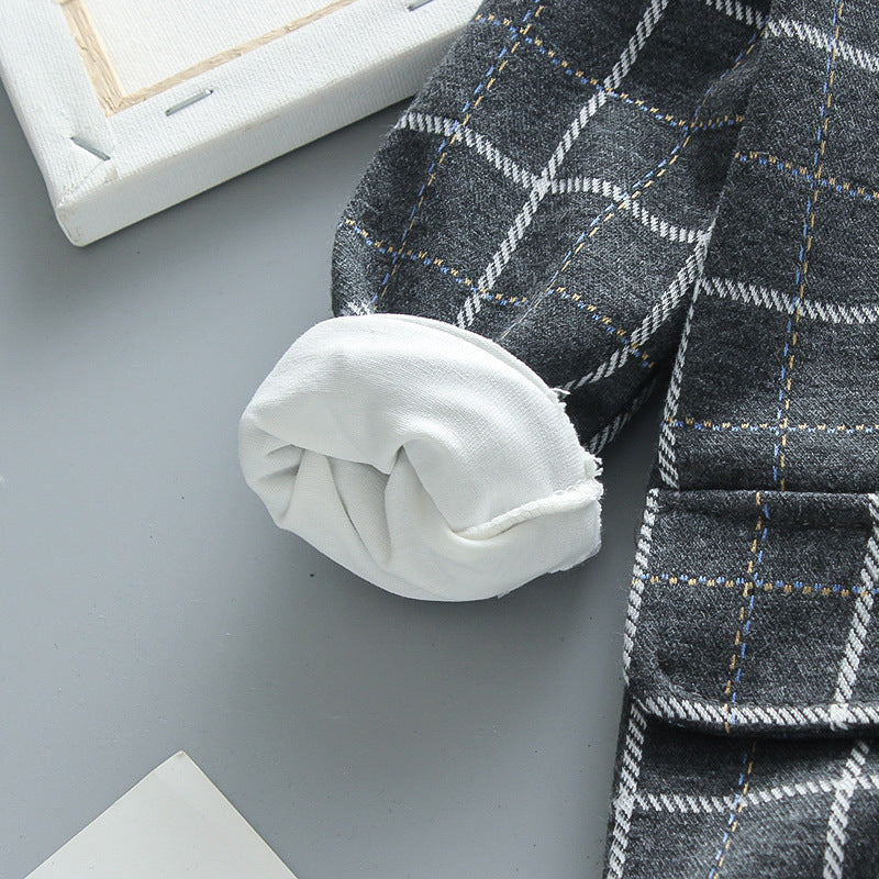 [368194-GRAY] - Setelan Formal Keren 3 In 1 Anak - Motif Frog King Tattersall